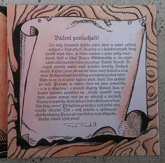 Proslov na CD Pěšák kapely Pauza